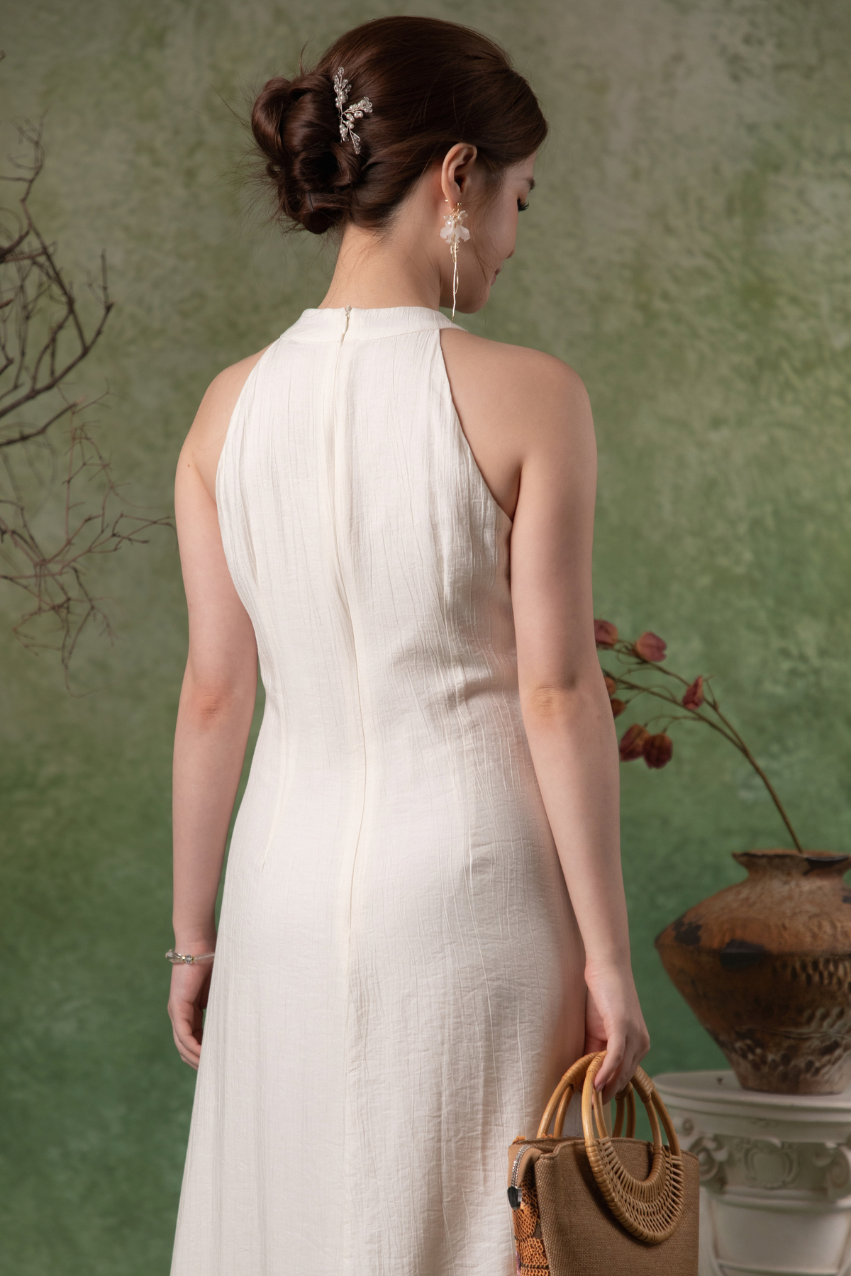 Liana Ruffle Dress in Champagne