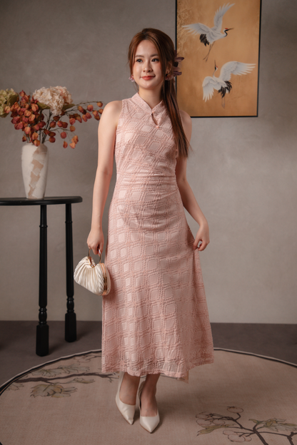 Rosamund Lace Dress in Blush Pink