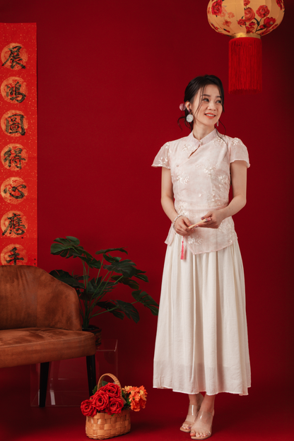 Elise Embroidered Layered Cheongsam Dress (In-Stock)
