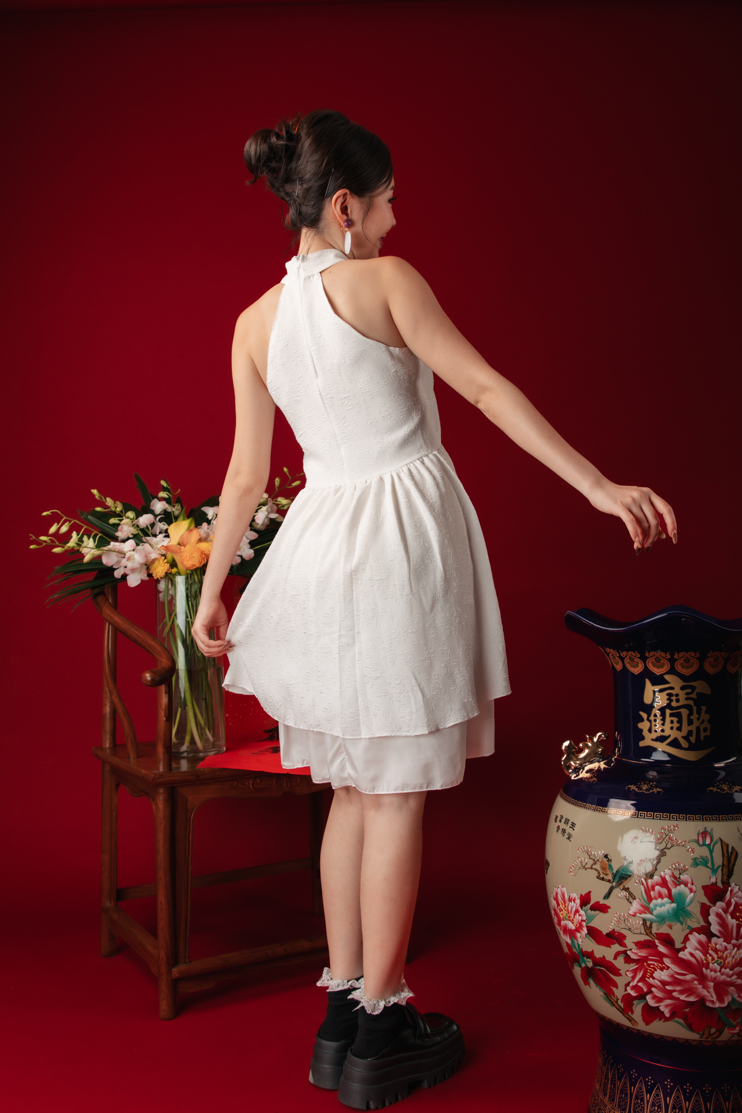 Luna Petal Mini Cheongsam Dress