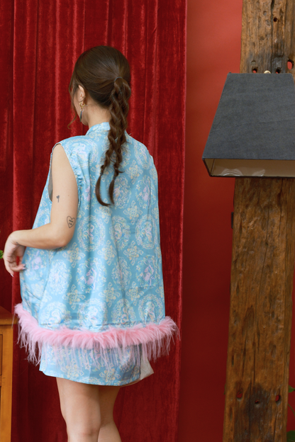Floral Fringe Vest Ensemble