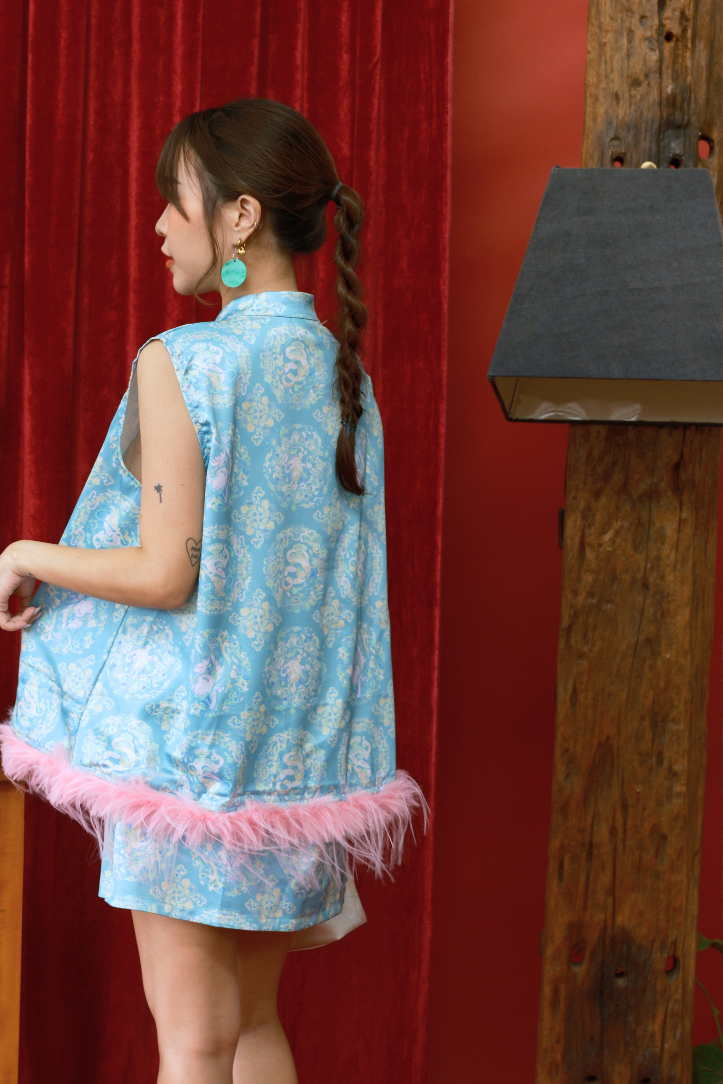 Floral Fringe Vest Ensemble