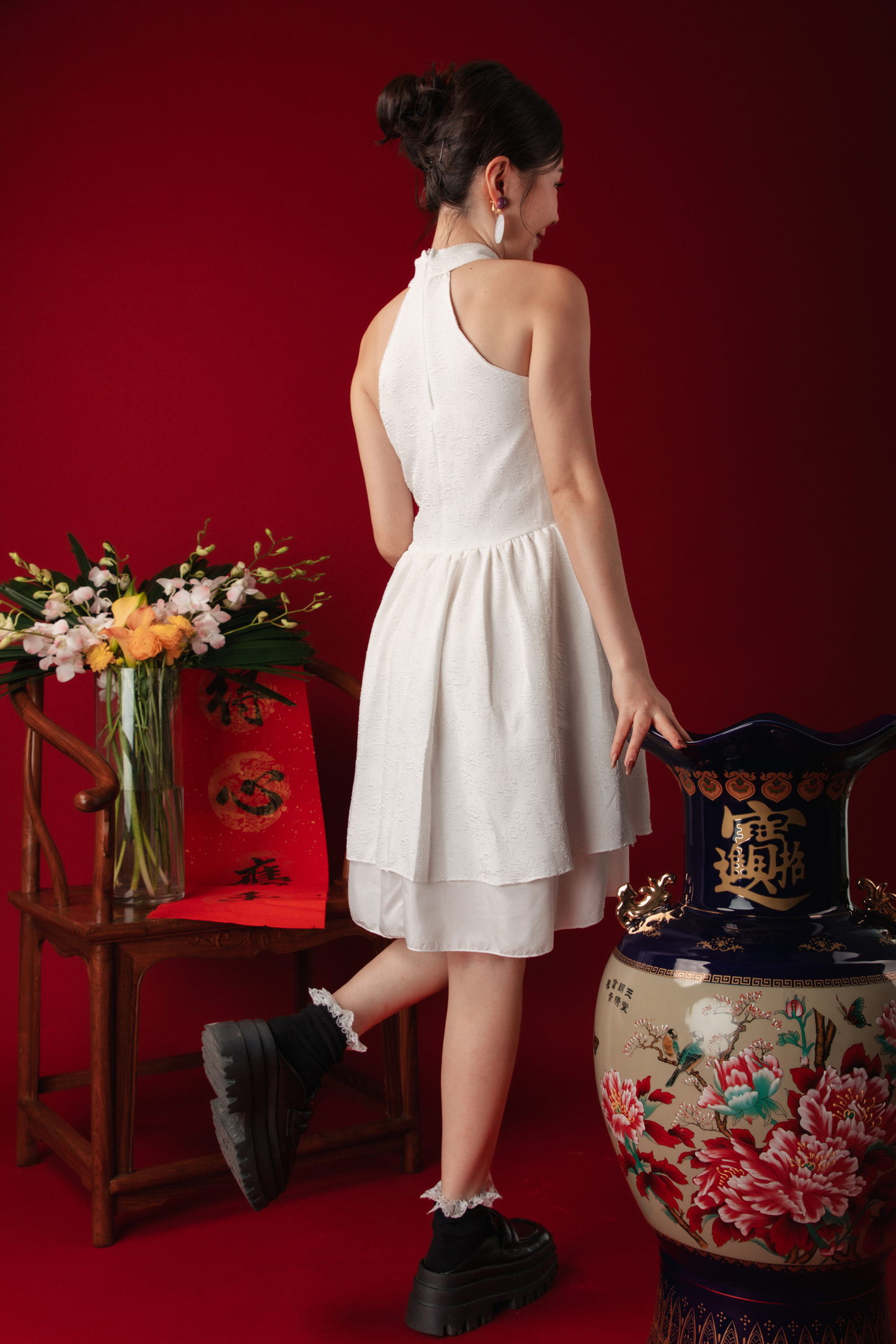Luna Petal Mini Cheongsam Dress