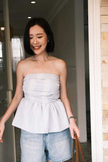 Lilou Gingham Bow Peplum Top