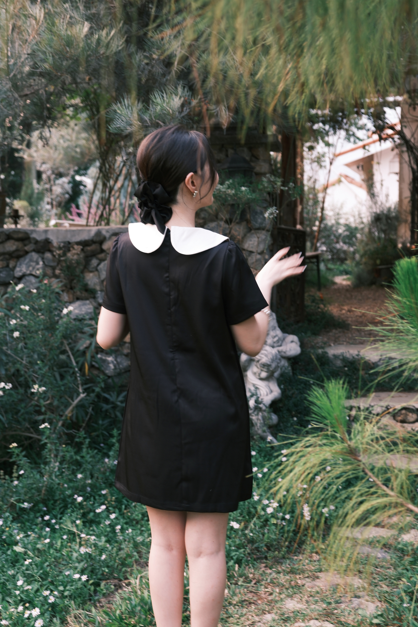 Daphne Peter Pan Mini Dress in Black