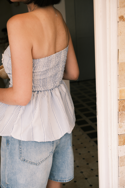 Lilou Gingham Bow Peplum Top