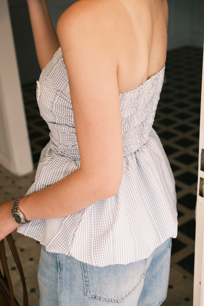 Lilou Gingham Bow Peplum Top