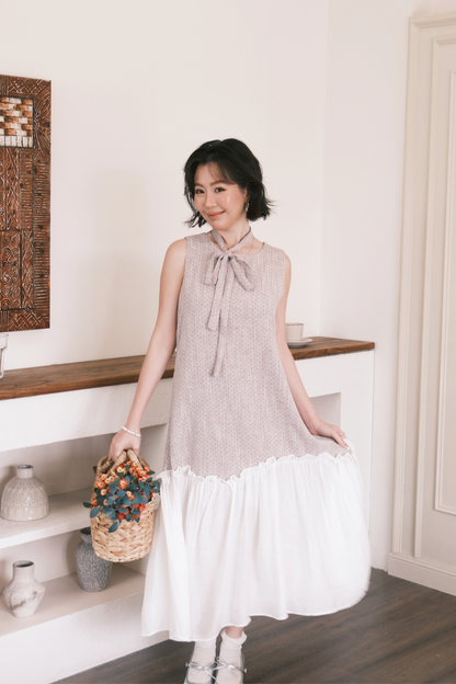 Aurelia Dot Maxi Dress in Lavender Mist