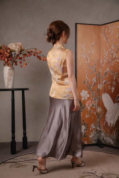 Ivy Dusk Satin Skirt in Purple