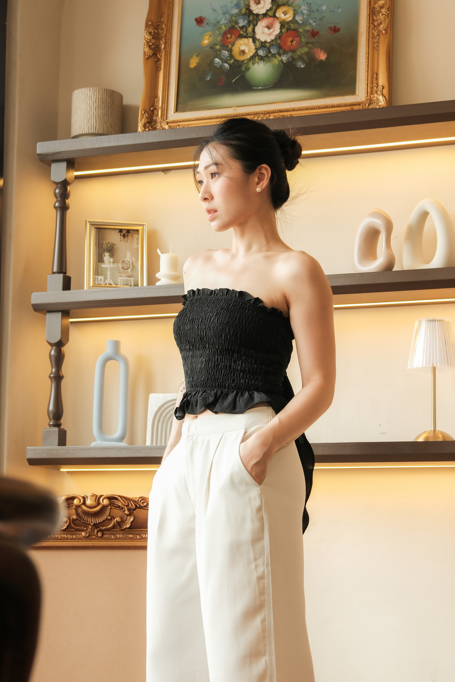 Auriane Bow-Tie Tube Top in Black