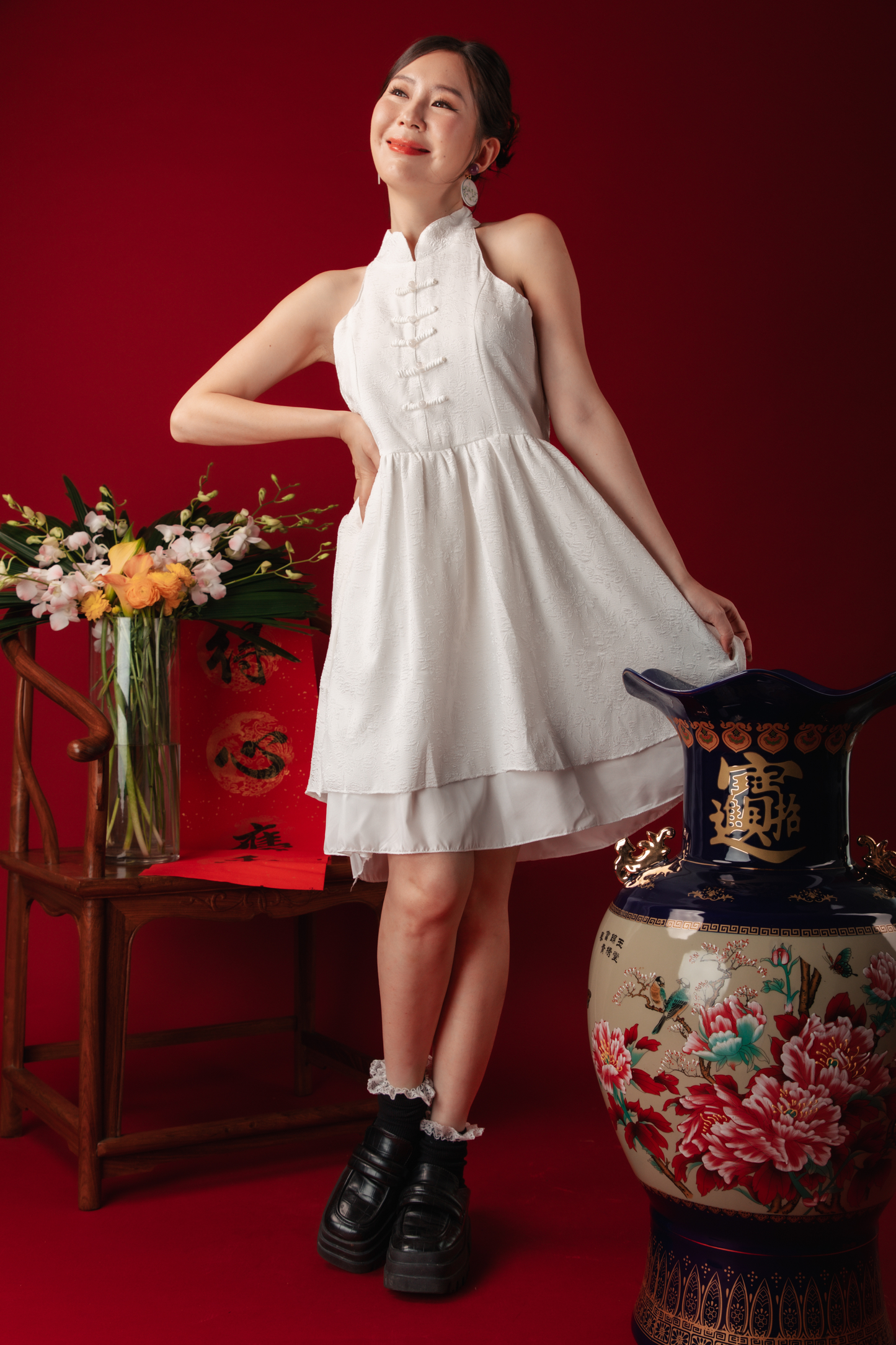 Luna Petal Mini Cheongsam Dress