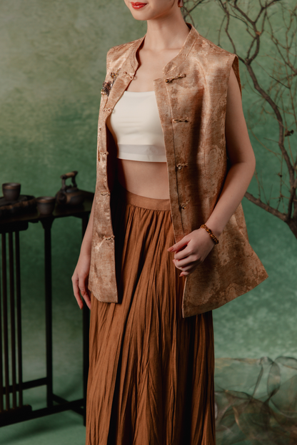 Leonelle Crinkle Pleat Skirt in Brown