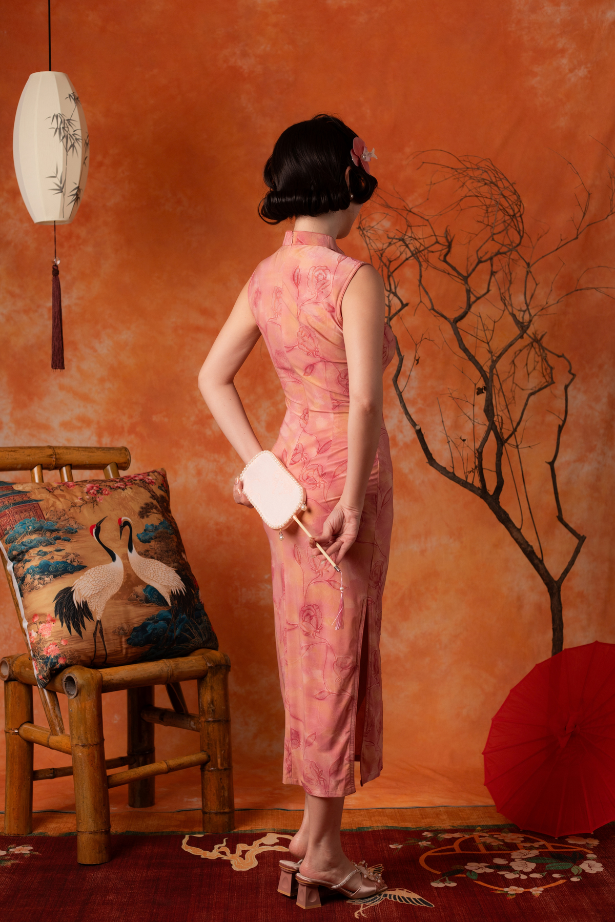 Marguerite Rose Cheongsam Dress in Dusty Rose