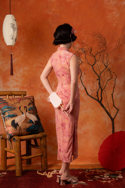 Marguerite Rose Cheongsam Dress in Dusty Rose