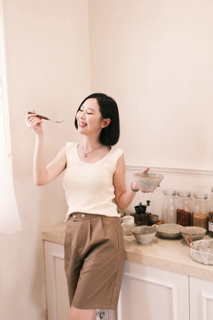 Céline Back-Tie Knit Tank in Beige