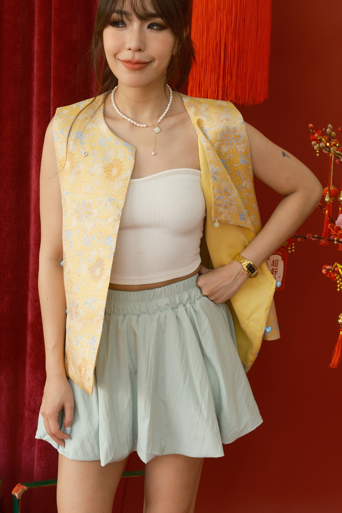 Lumière Jacquard Buttoned Vest (In-Stock)