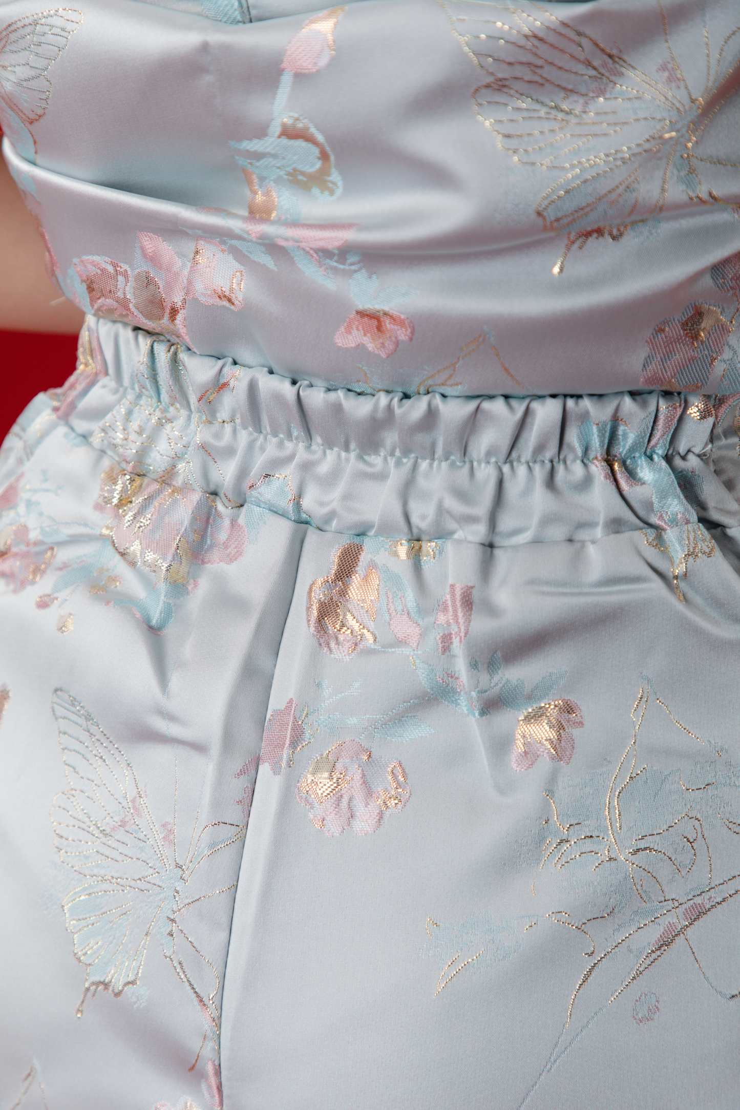 Baby Blue Bloom Two-Piece Cheongsam Set