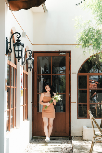 Aria Tailored Mini Dress in Khaki