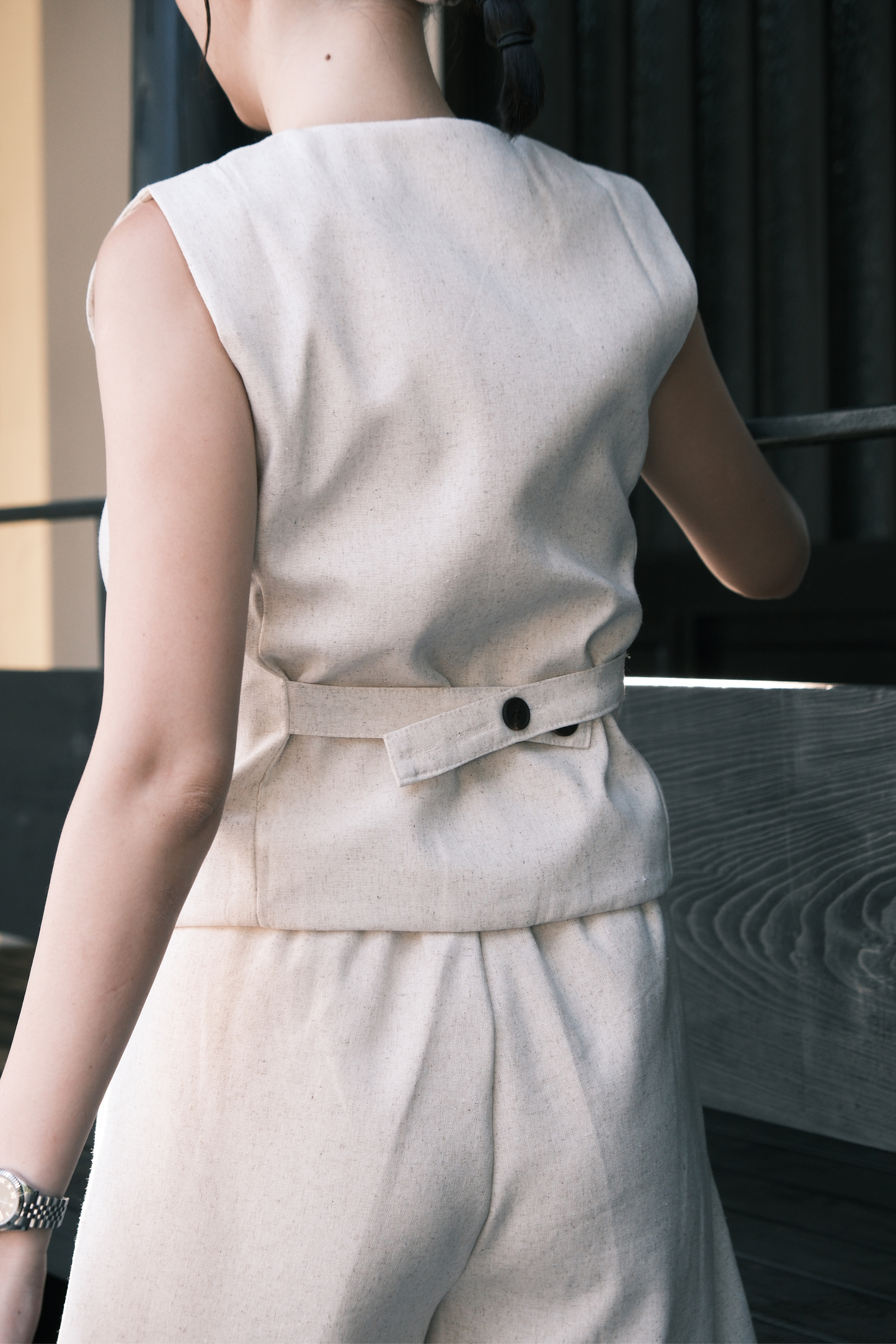 Harper Linen Tailored Vest & Shorts Set