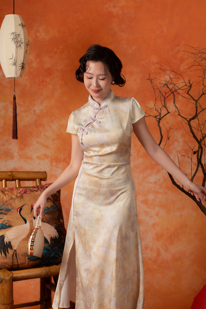 Adelina Marble Cheongsam Dress