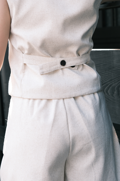Harper Linen Tailored Vest & Shorts Set