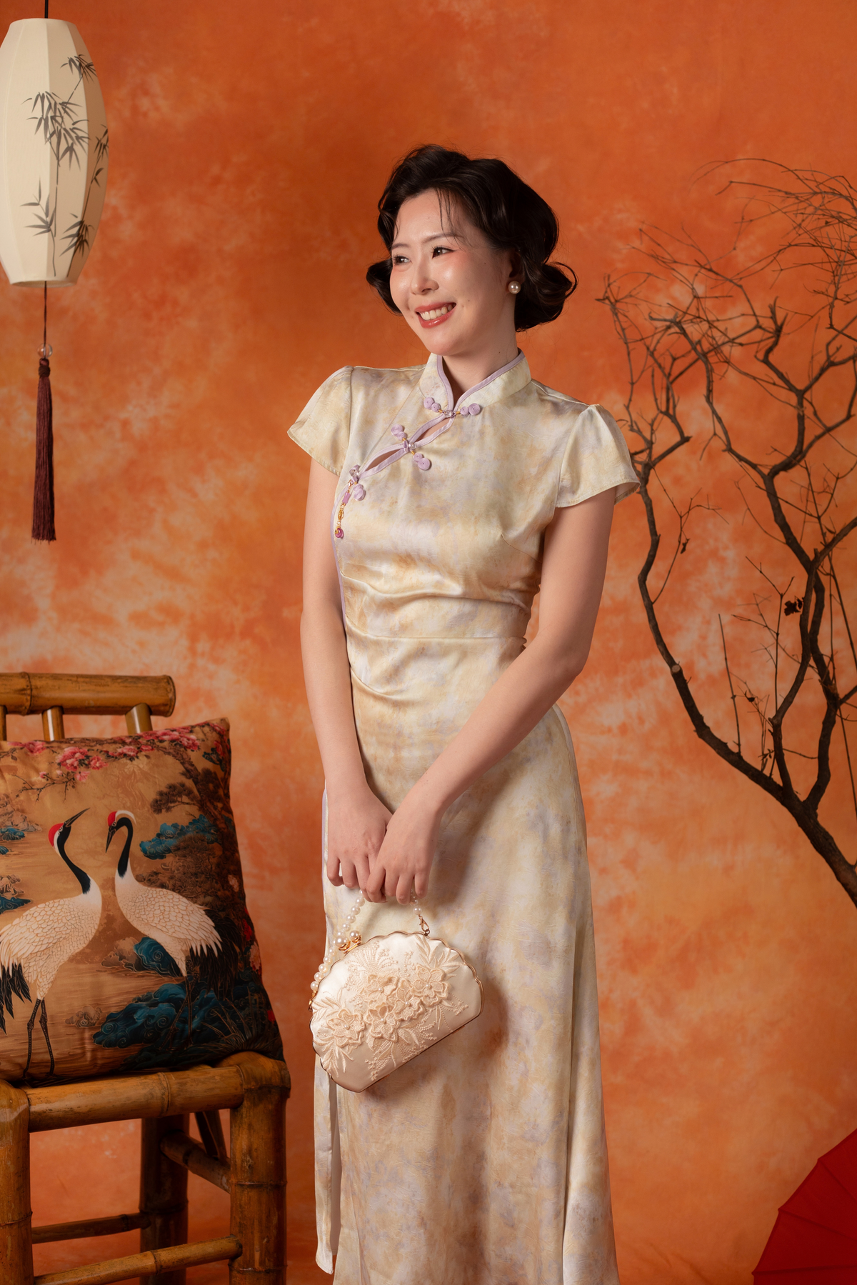 Adelina Marble Cheongsam Dress