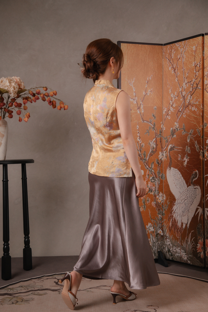 Ivy Dusk Satin Skirt in Purple