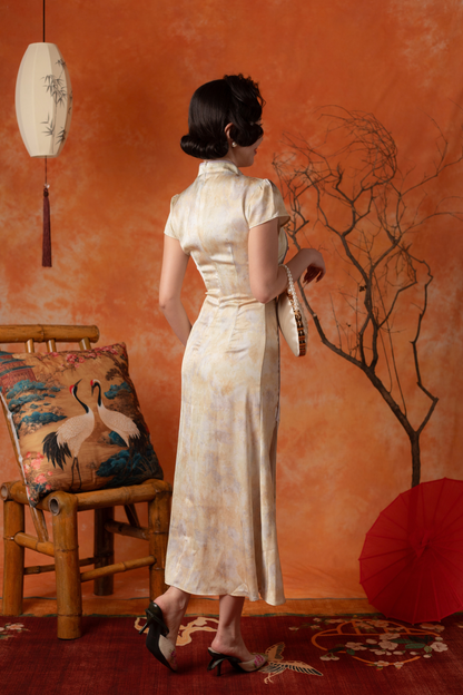 Adelina Marble Cheongsam Dress