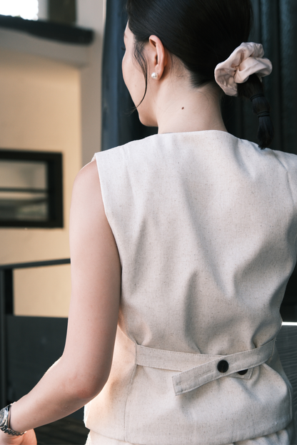 Harper Linen Tailored Vest & Shorts Set