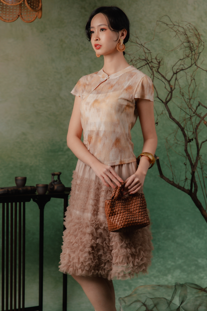 Felicity Olive Cheongsam Top in Orange