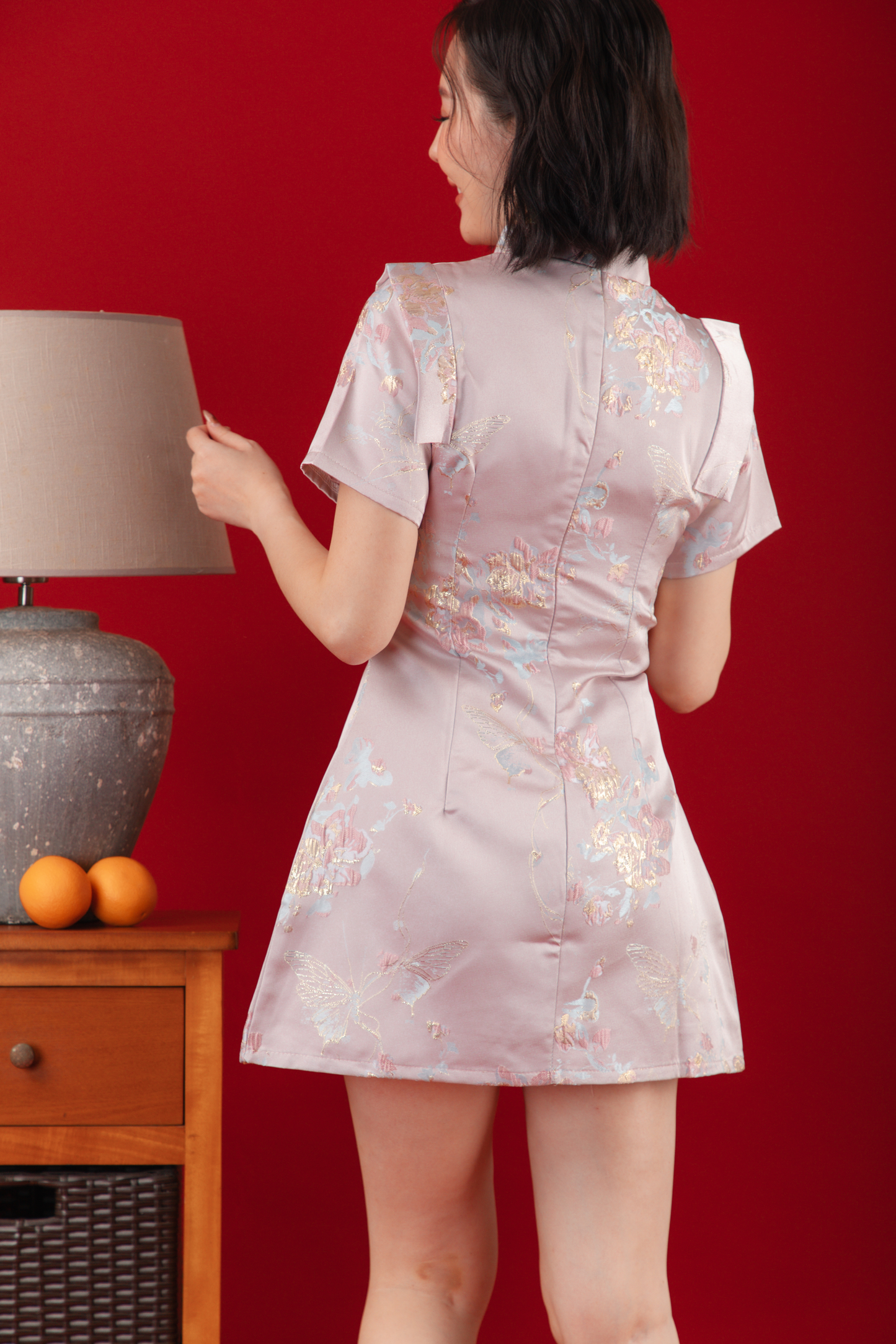 Pink Bloom Two-Piece Cheongsam Set (In-Stock)
