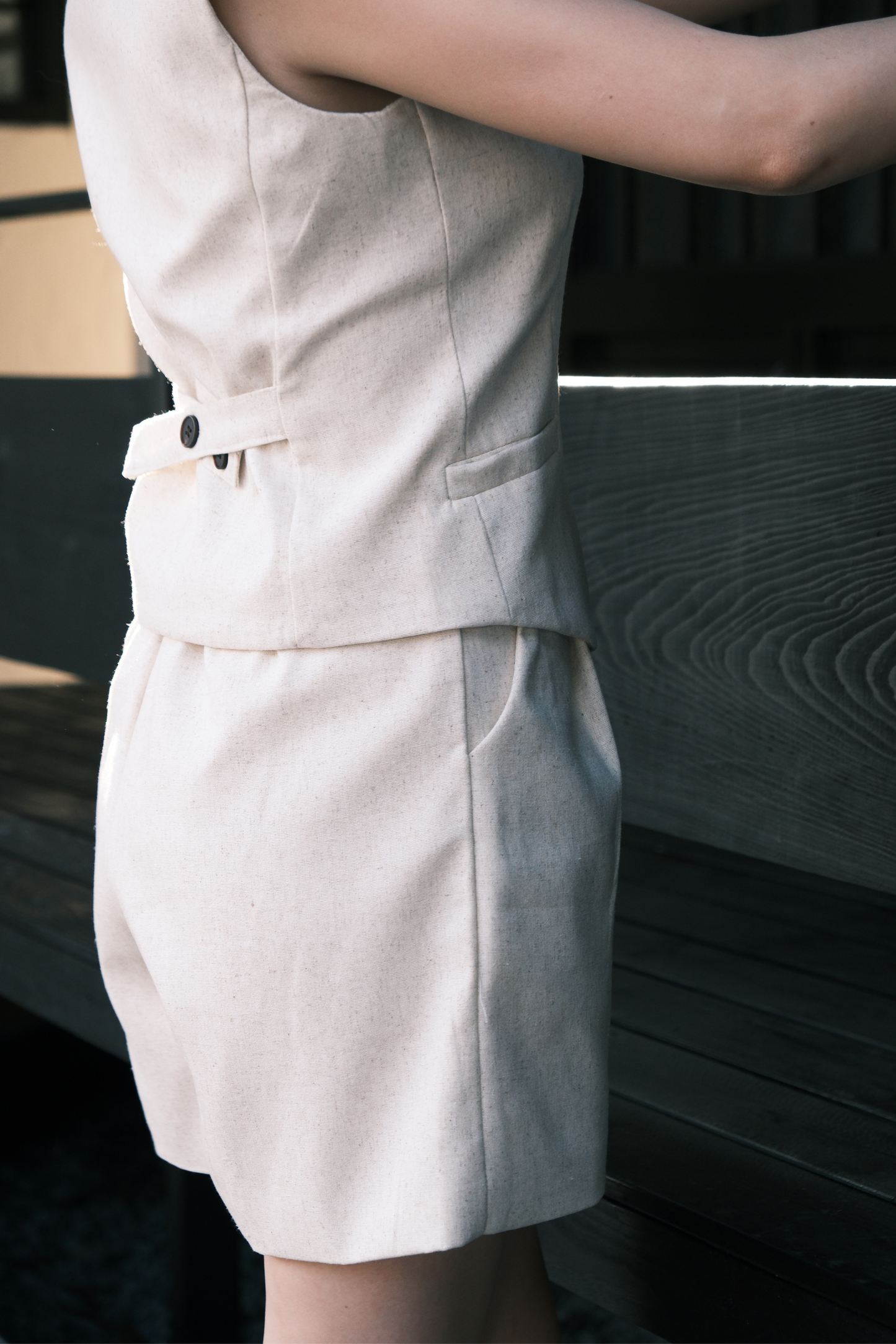 Harper Linen Tailored Vest & Shorts Set