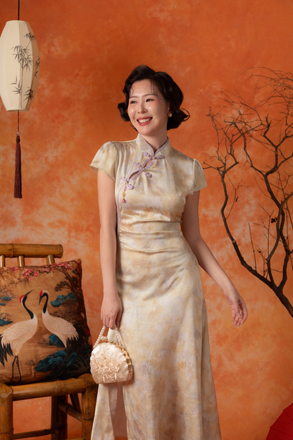Adelina Marble Cheongsam Dress