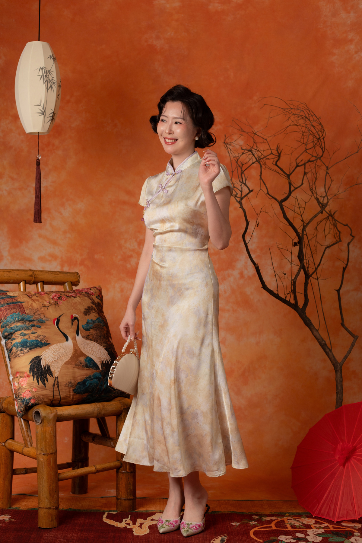 Adelina Marble Cheongsam Dress