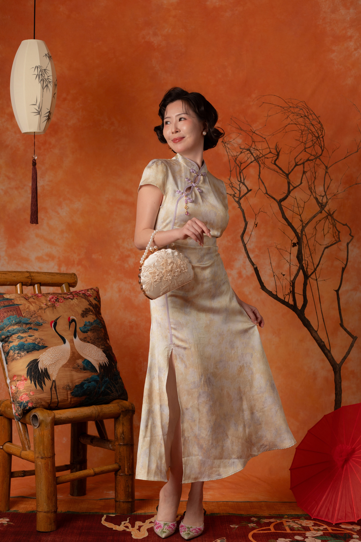 Adelina Marble Cheongsam Dress