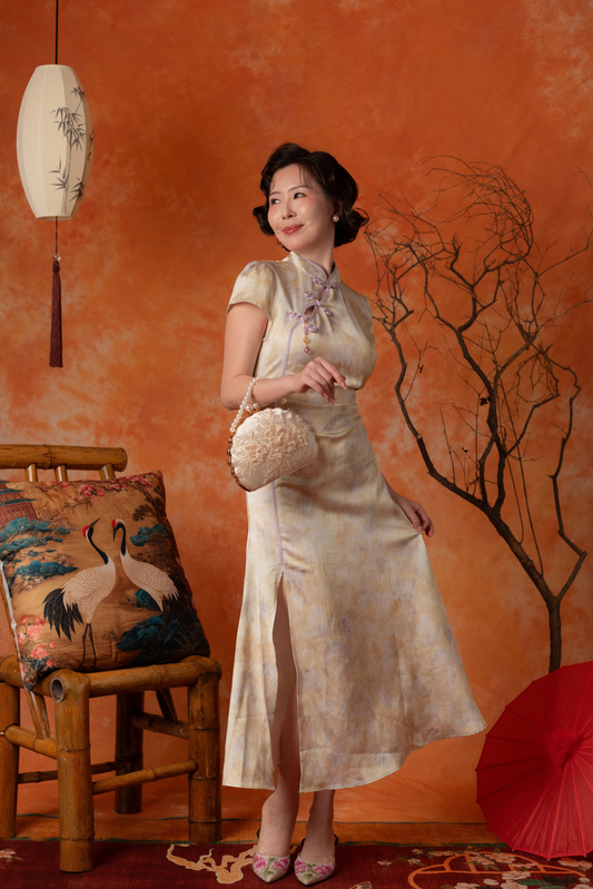 Adelina Marble Cheongsam Dress
