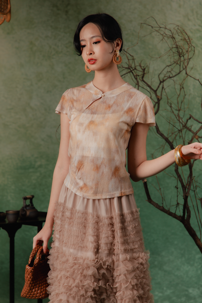Felicity Olive Cheongsam Top in Orange