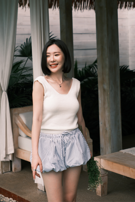 Céline Back-Tie Knit Tank in White