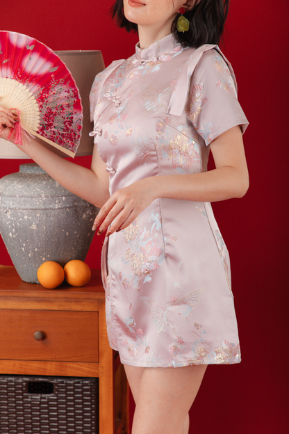 Pink Bloom Two-Piece Cheongsam Set (In-Stock)