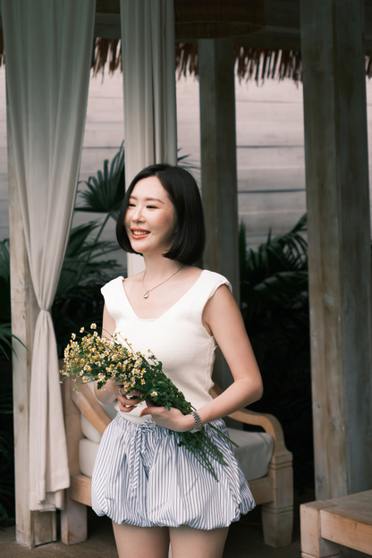 Céline Back-Tie Knit Tank in White