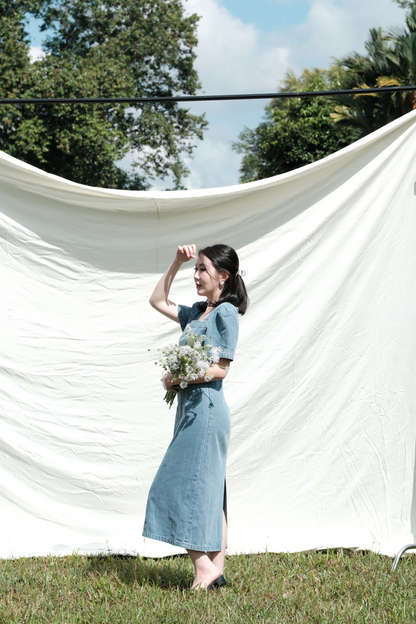 Juliette Puff Sleeve Denim Midi Dress