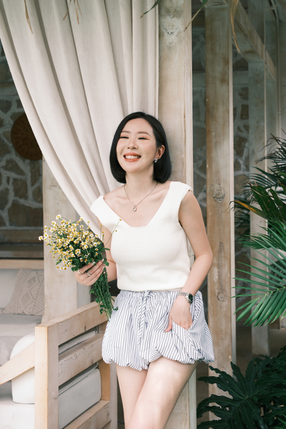 Céline Back-Tie Knit Tank in White