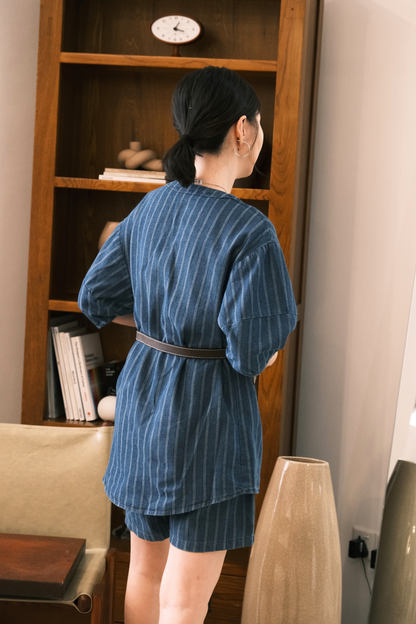 Noiré Textured Denim Two-Piece Set