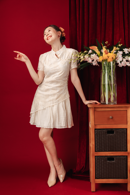 Clara Lace Asymmetrical Cheongsam Dress