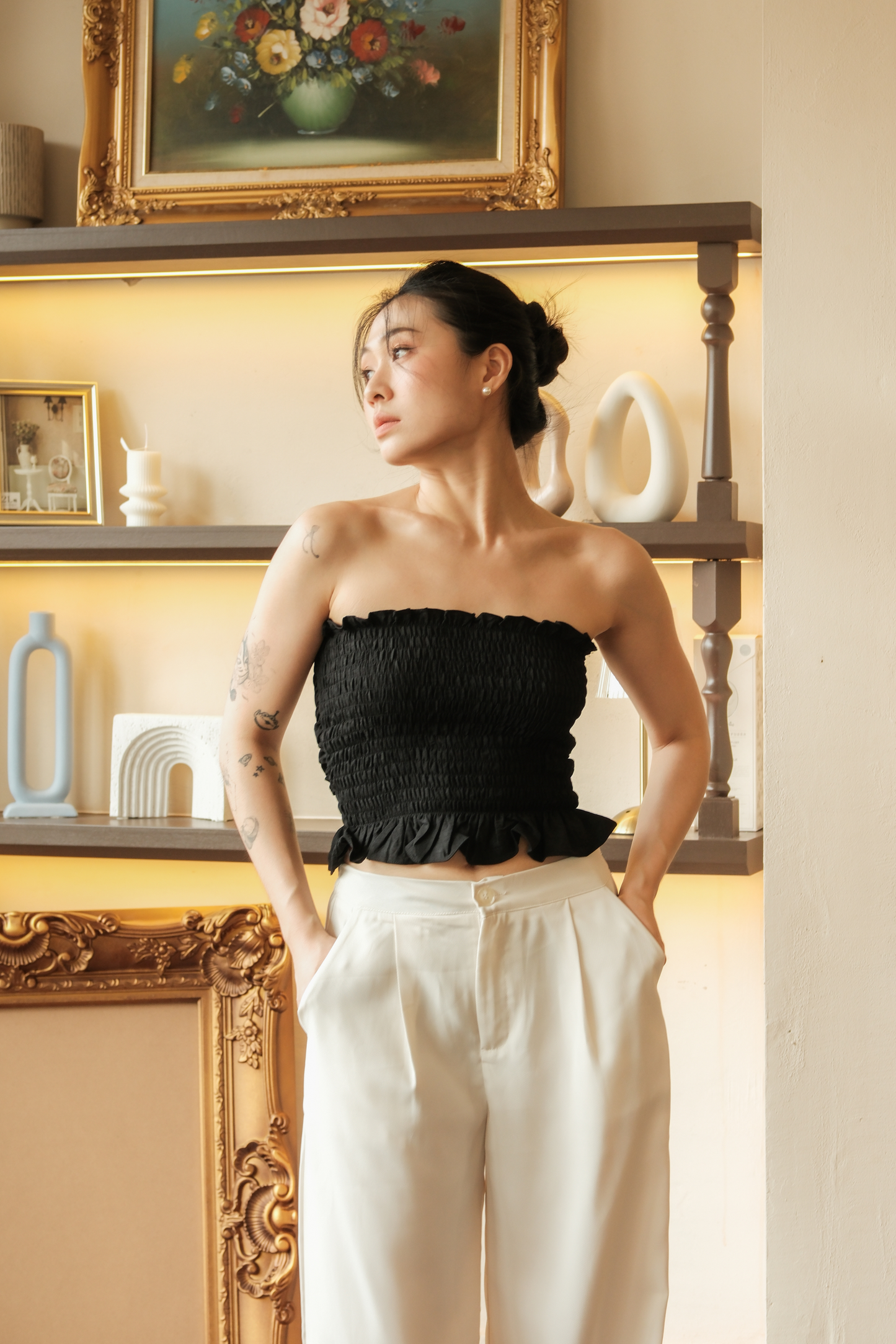 Auriane Bow-Tie Tube Top in Black