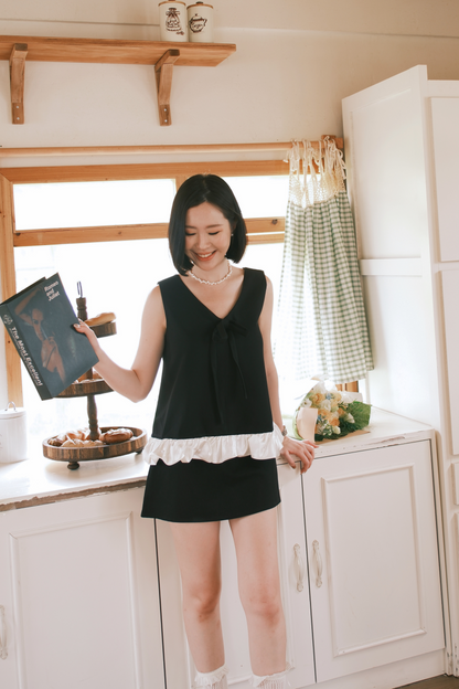 Émilie Ruffle Bow-Tie Top