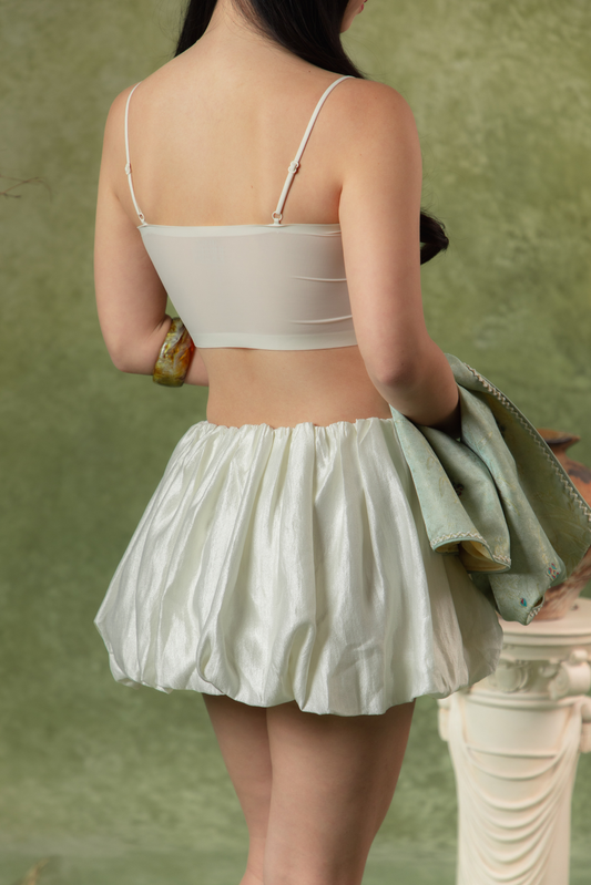 Pearl Puff Bubble Mini Skort in Ivory
