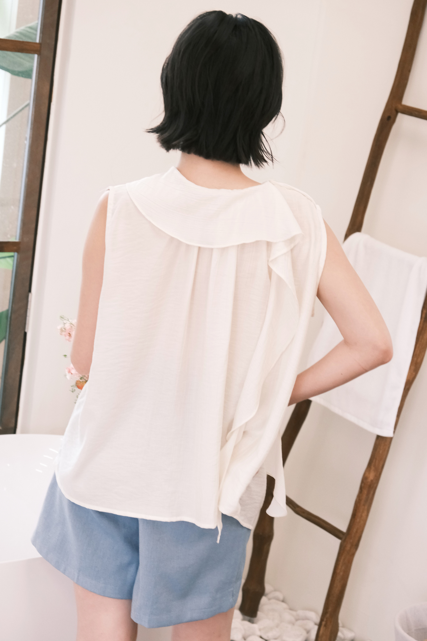 Eloise Ruffle Top in Cream