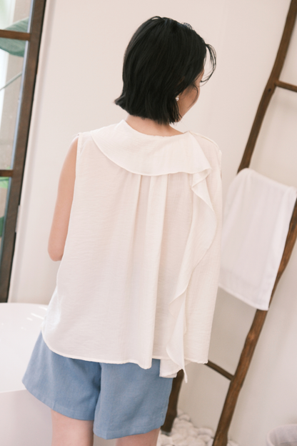 Eloise Ruffle Top in Cream