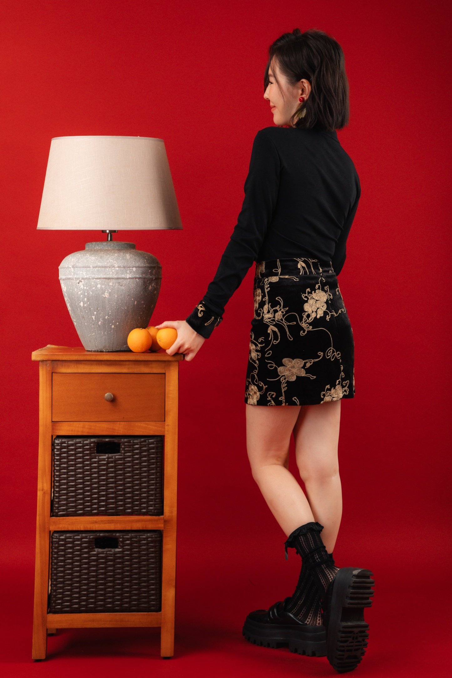 Lyra Oriental Embroidered Top/Gold Embroidered Skirt (In-Stock)